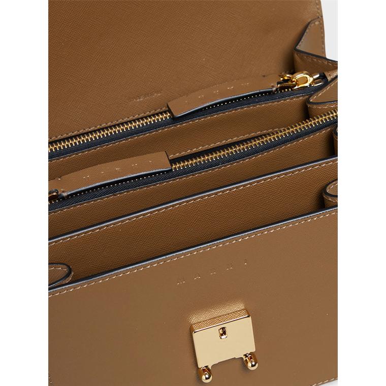 MARNI Saffiano Medium Trunk Bag, Cigar